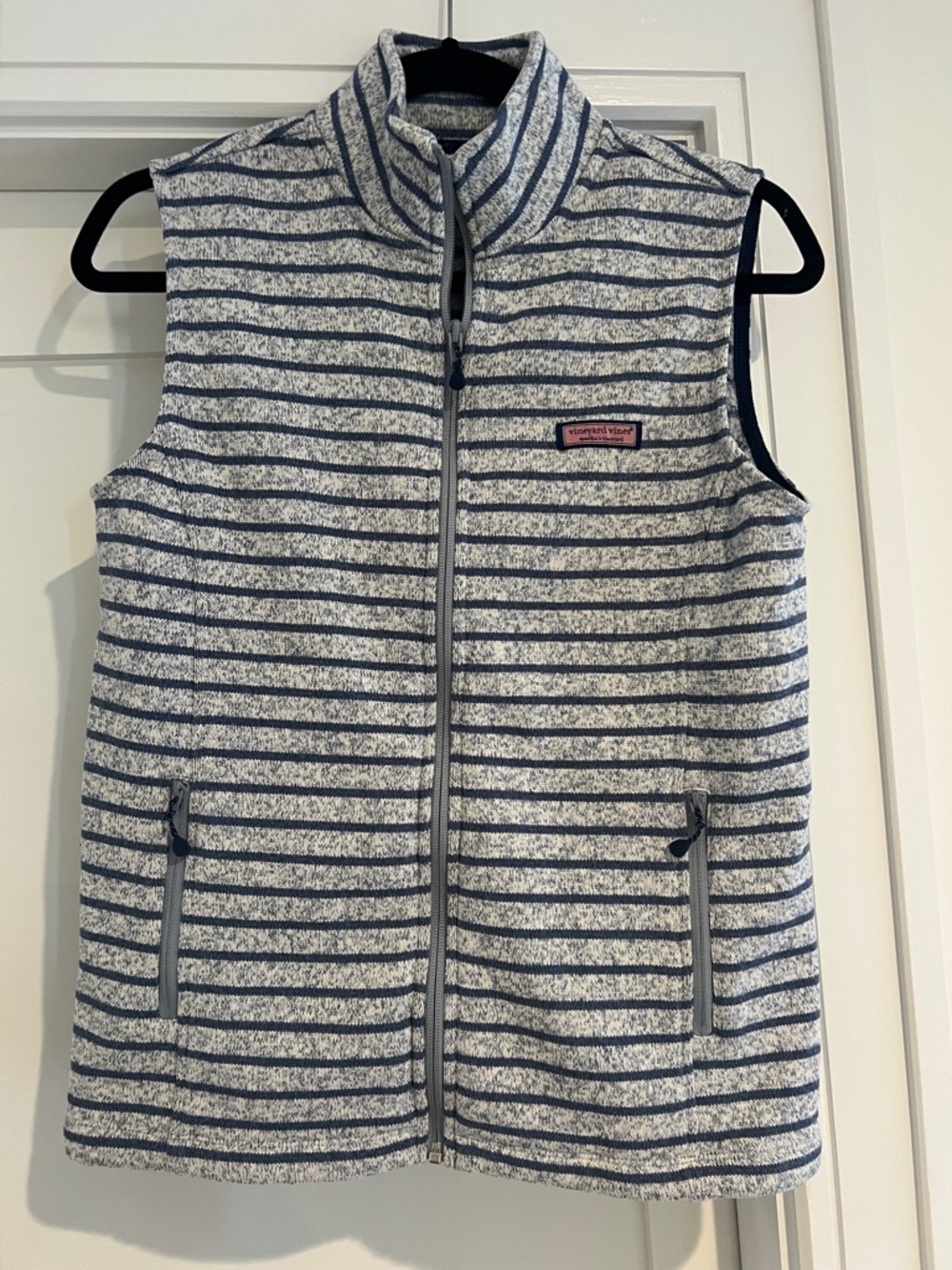 Vineyard Vines Blue and White Striped Fleece Vest